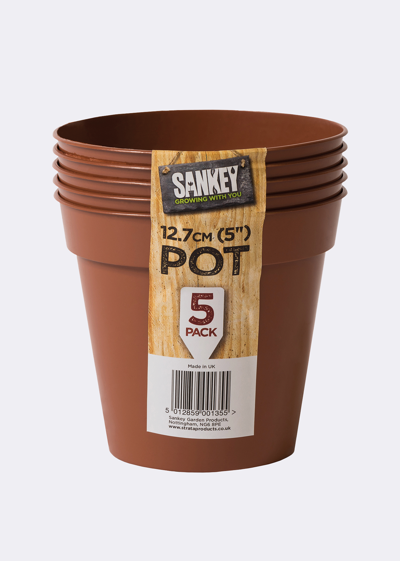 Pack of 5 grow pots 12.7cm
