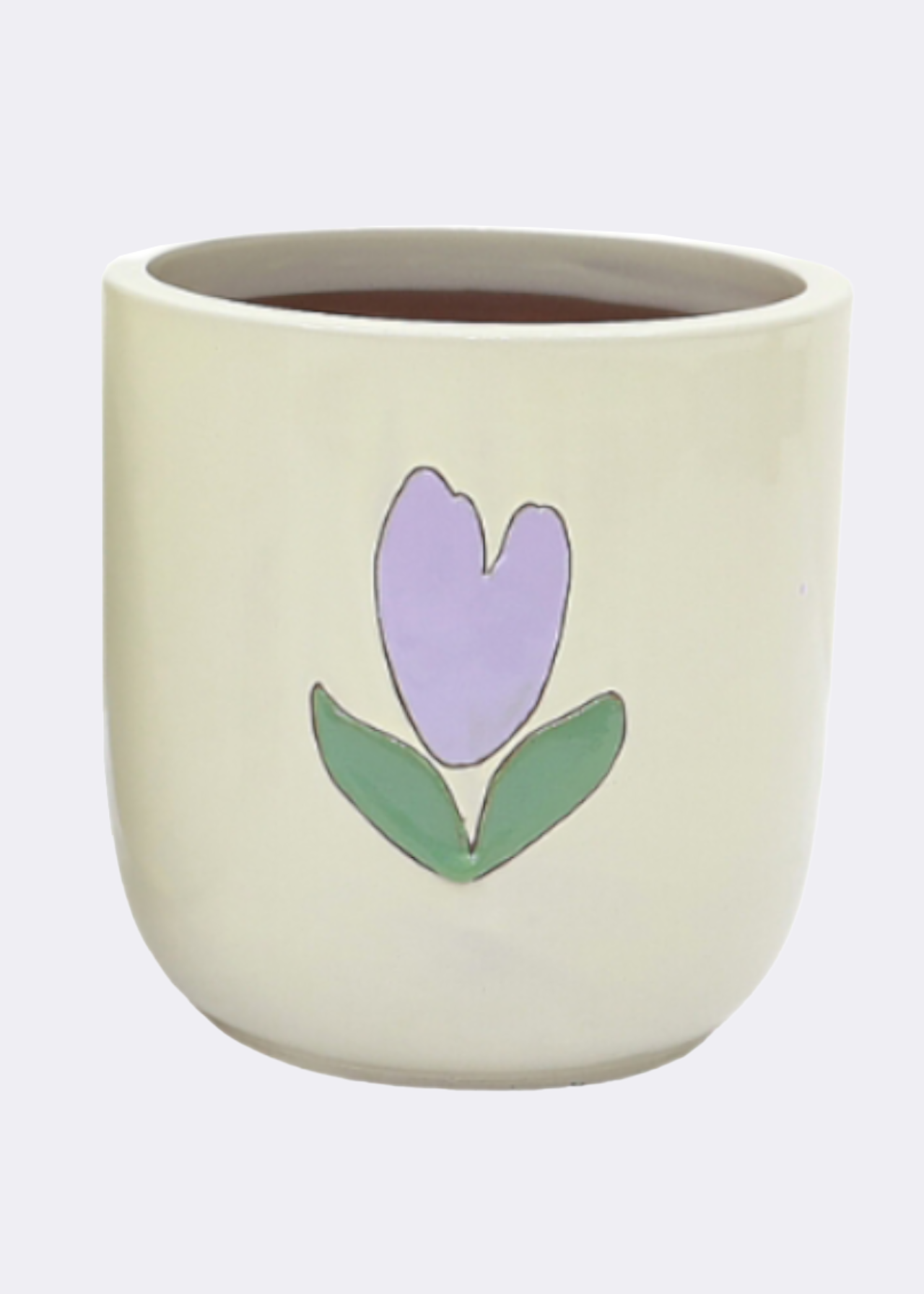 Emma purple flower pot 21cm yellow