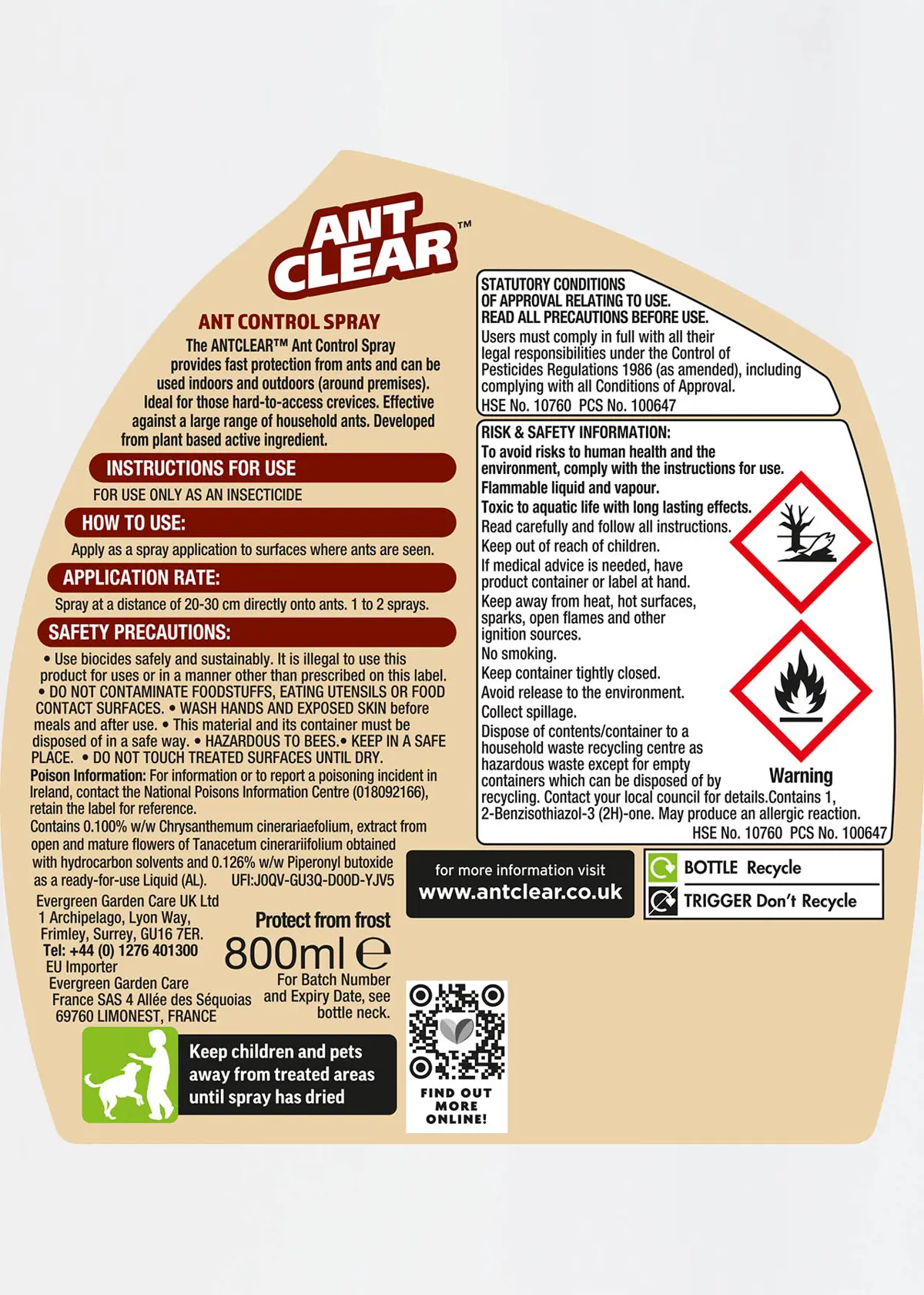 A photo of Clear Ant Control Spray 800ml