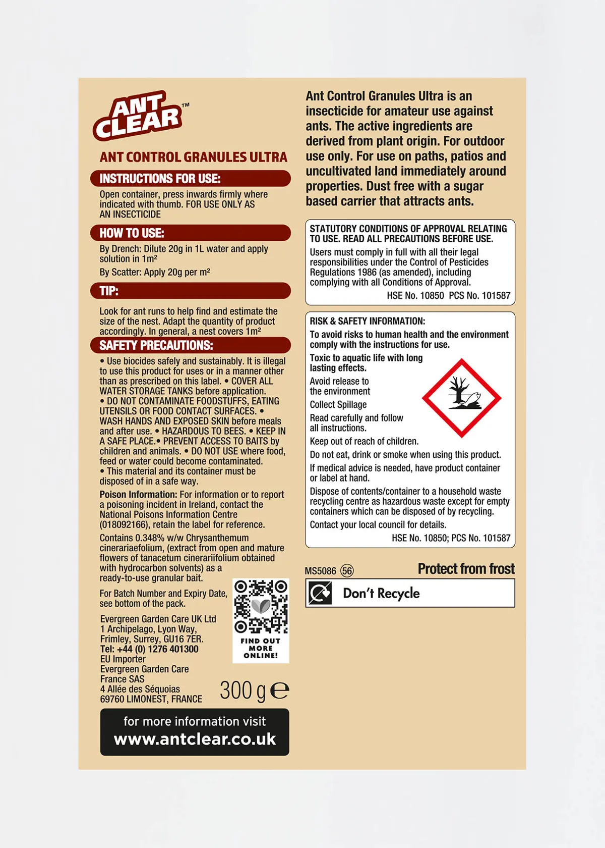 A photo of Clear Ant Control Granules 300g