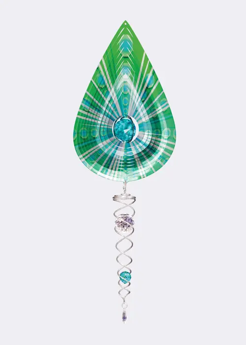 A photo of Teardrop Wind Spinner With Crystal Tail