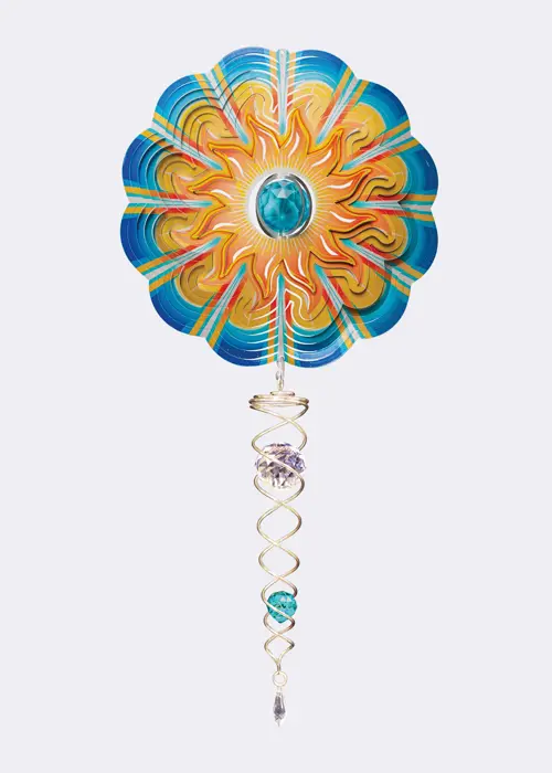 A photo of Sun Aqua Wind Spinner With Crystal Tail