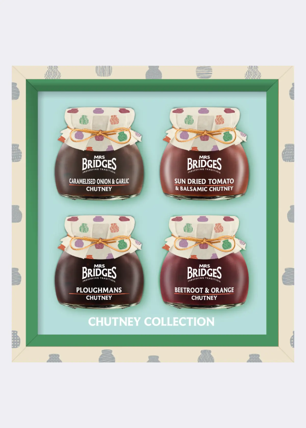 A photo of Mrs Bridges Chutneys 4 Jar Gift Set