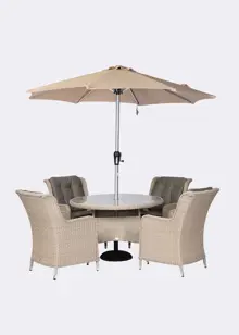 Ashton Rattan 4 Seat Outdoor Dining Set