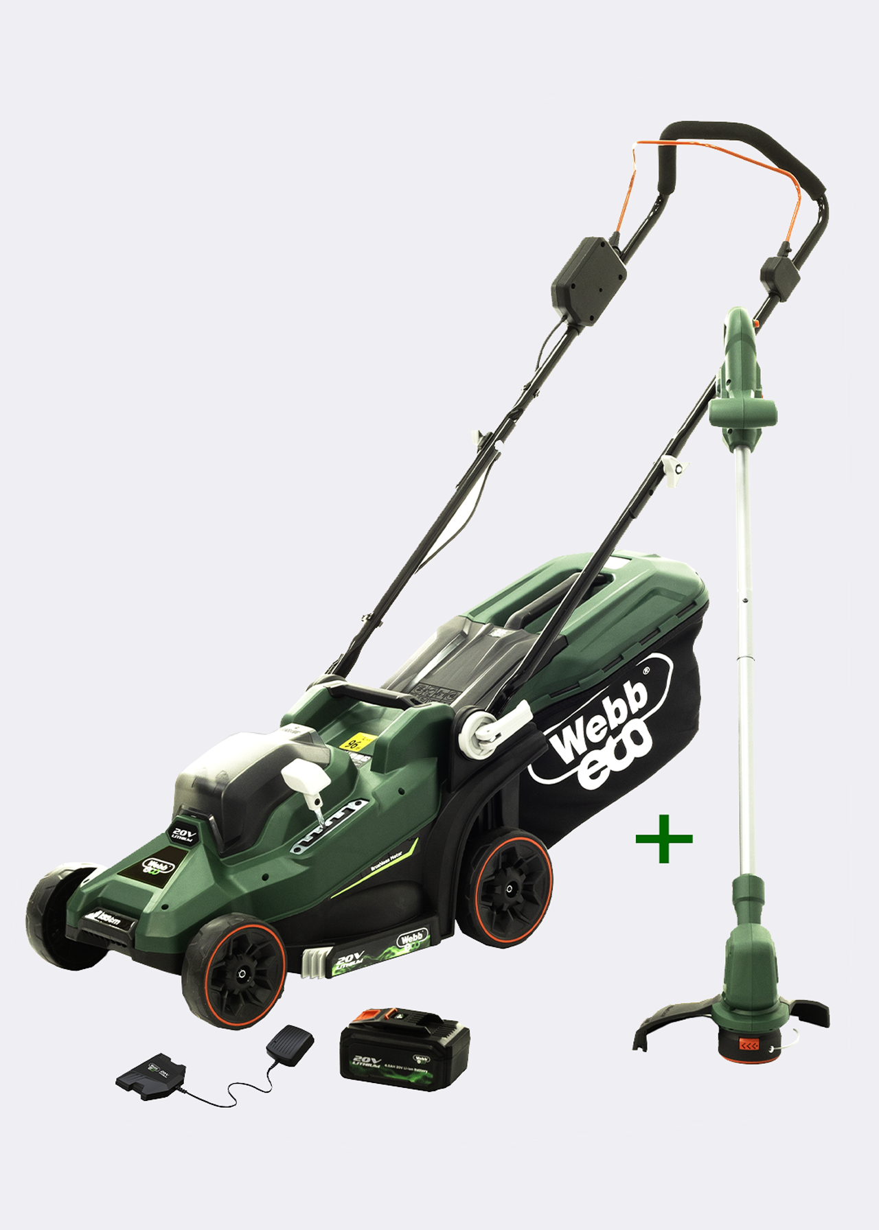 Webb Eco 33cm 20V Lawn Mower & Line Trimmer Twin Pack