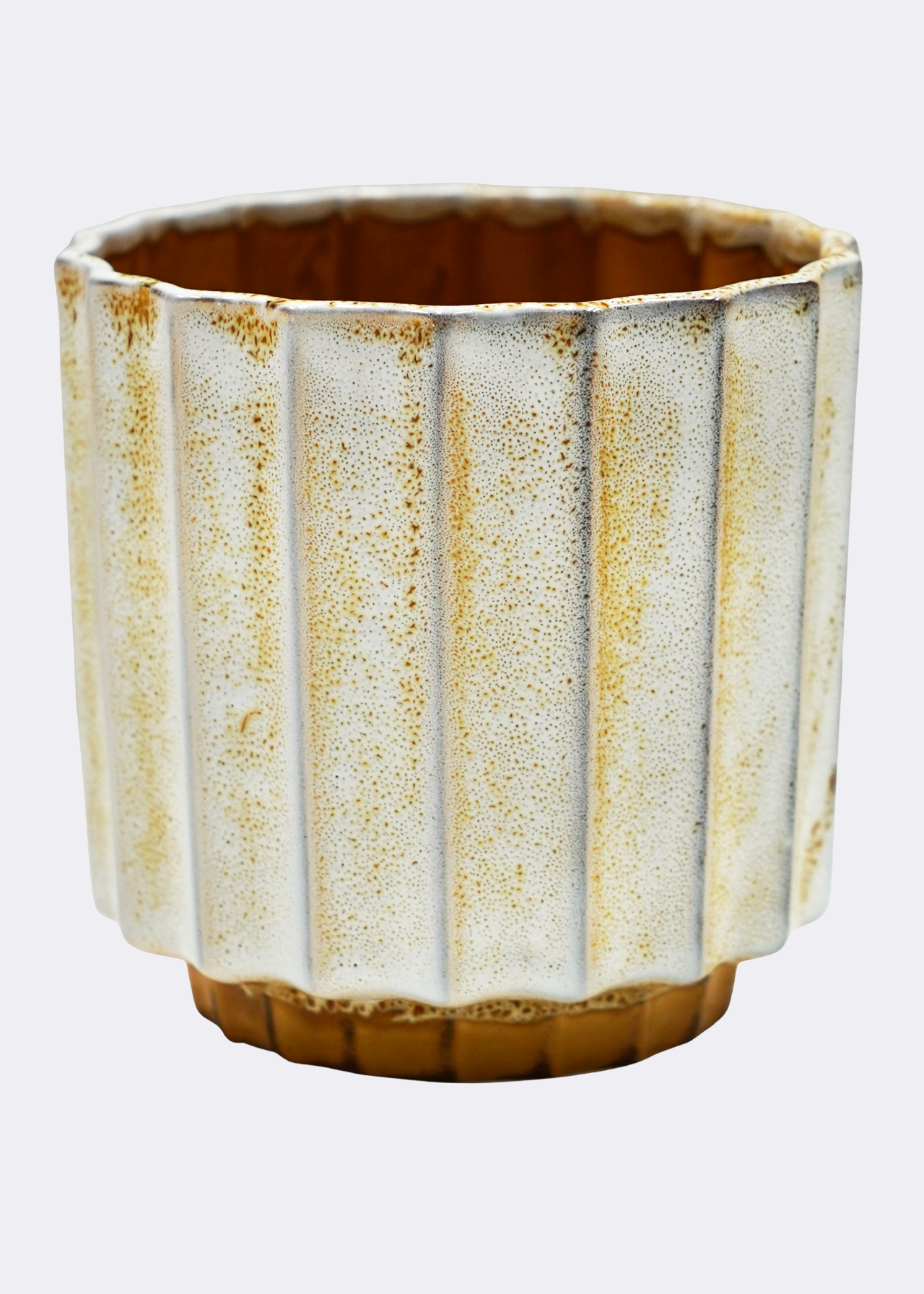 Lugano scalloped mustard reactive planter 13cm