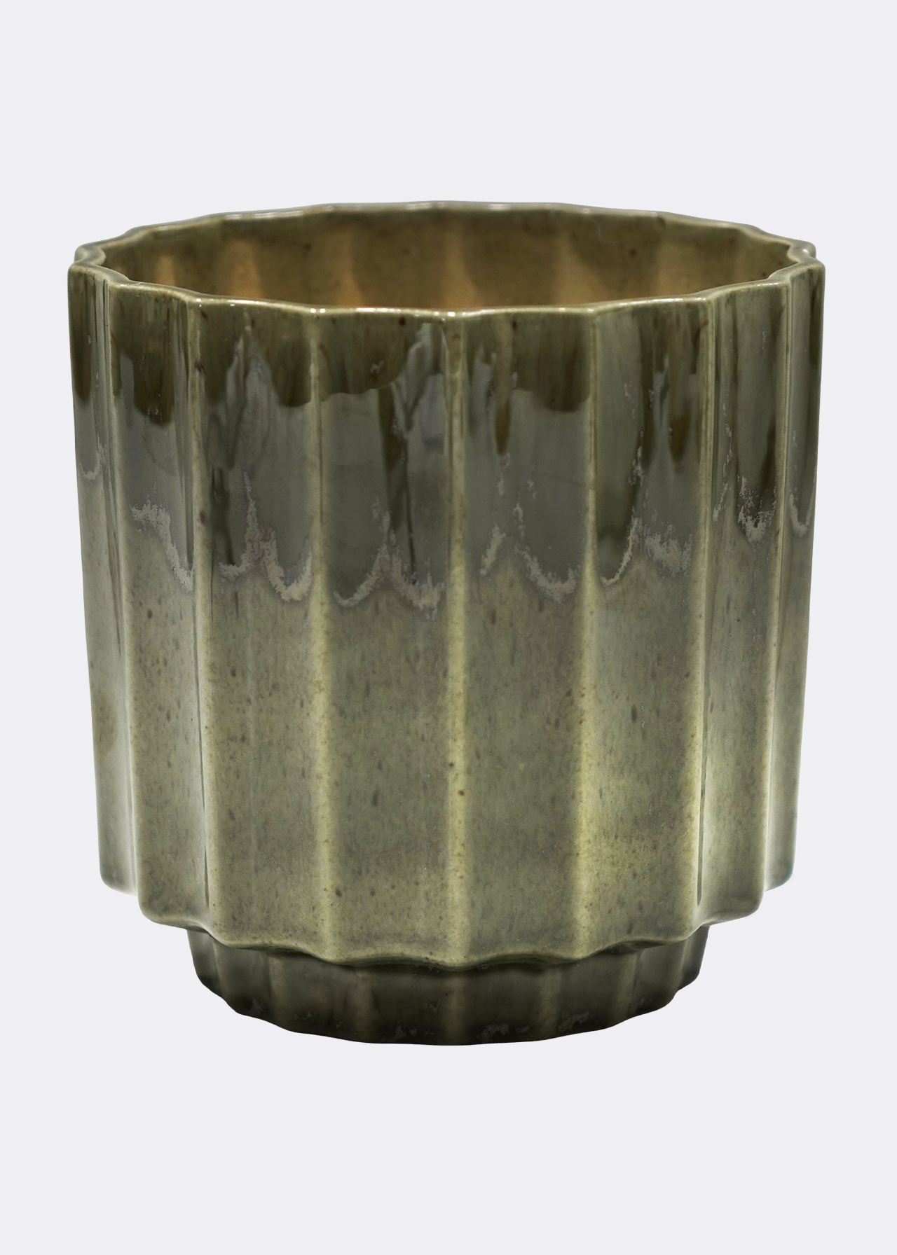 Lugano scalloped green reactive planter 13cm