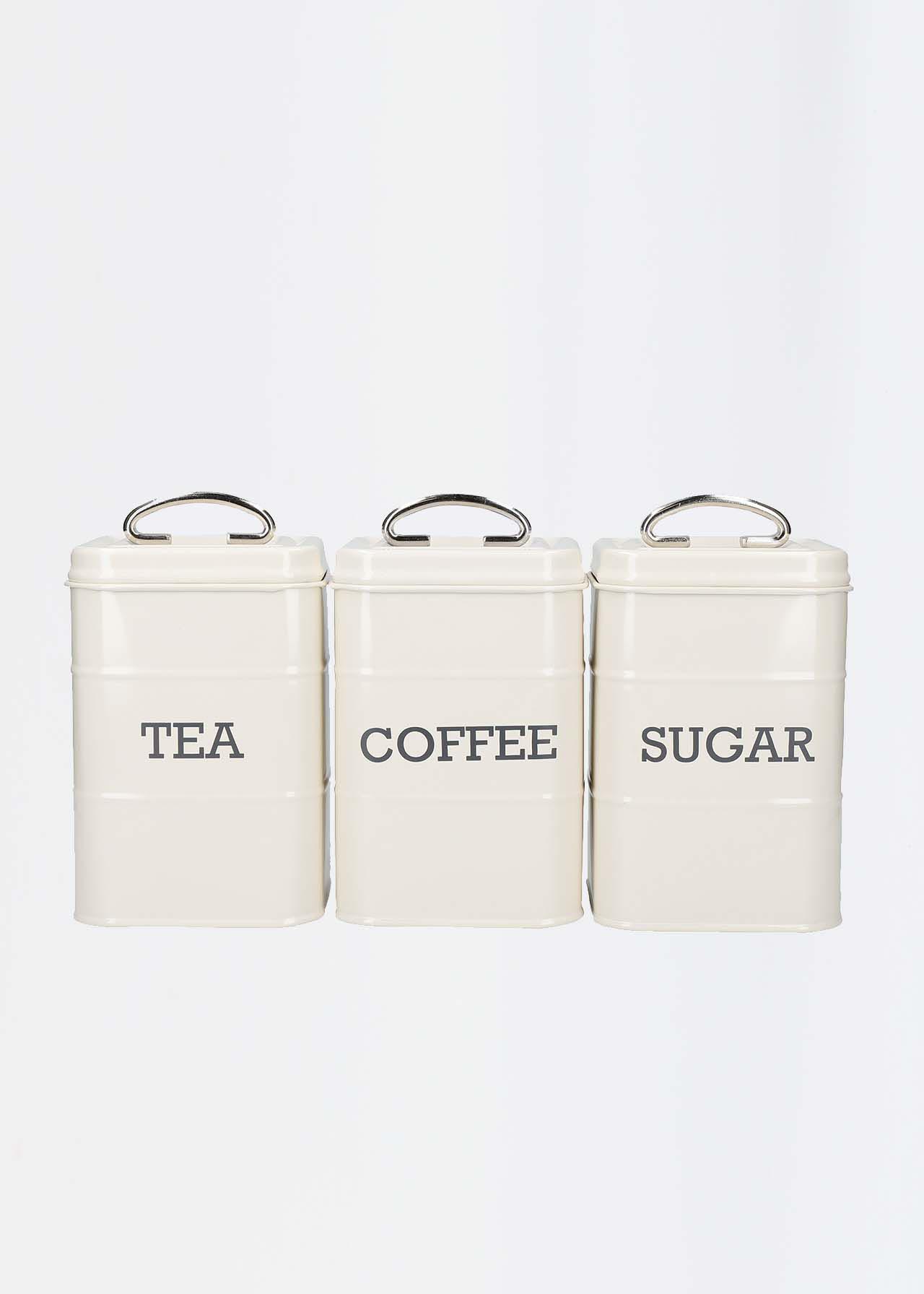 Three Piece Storage Tin Set Cream