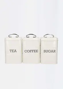 Three Piece Storage Tin Set Cream
