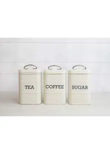 Three Piece Storage Tin Set Cream