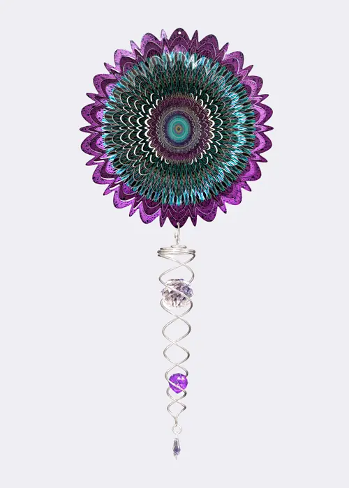 A photo of Crystal Mandala Galactic Wind Spinner With Crystal Tail