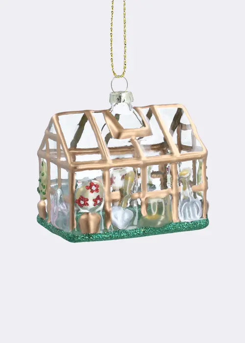 A photo of Greenhouse Glass Hanging Decoration 8cm