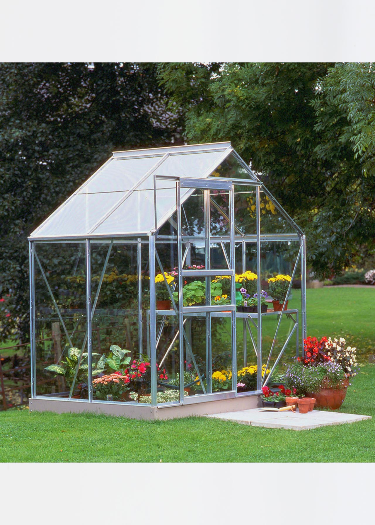 6x4 Aluminium Greenhouse with Horticultural Glass incl Base Dobbies