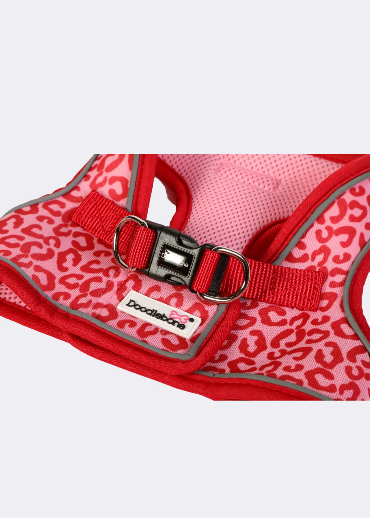 A photo of Doodlebone Snappy Harness Ruby Leopard 1