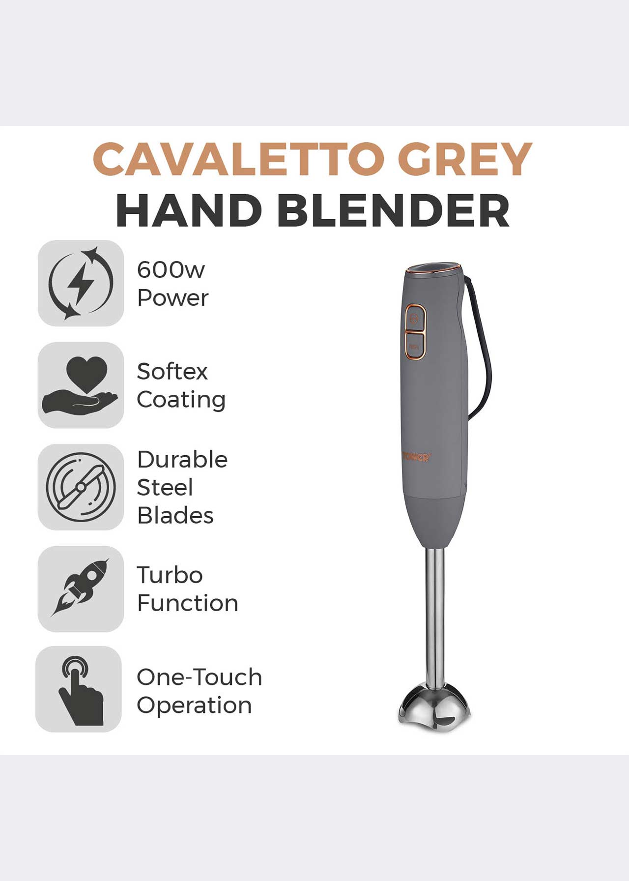 Tower Cavaletto Stick Blender Grey
