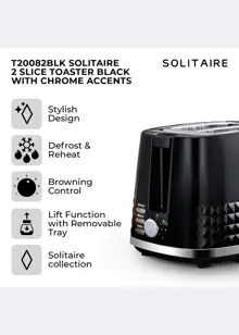 Tower Solitaire 2 Slice Toaster Black