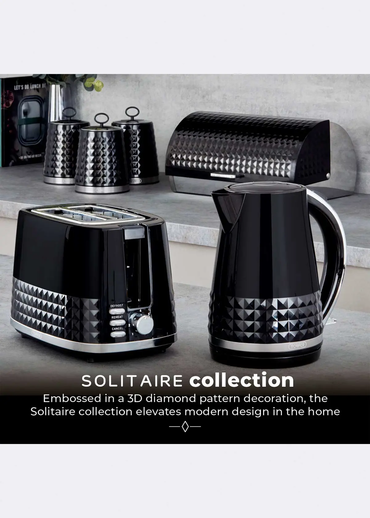 A photo of Tower Solitaire 2 Slice Toaster Black