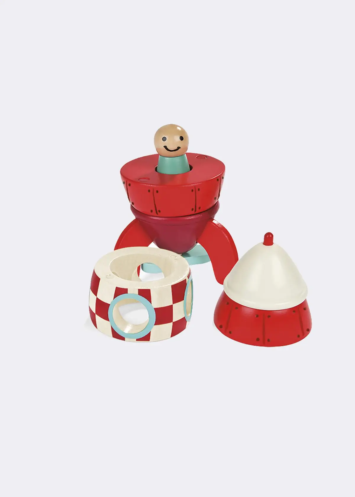 A photo of Small Wooden Magnetic Rocket Toy