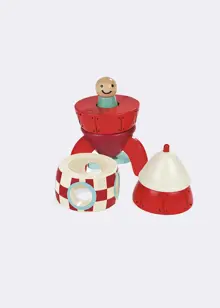 Small Wooden Magnetic Rocket Toy