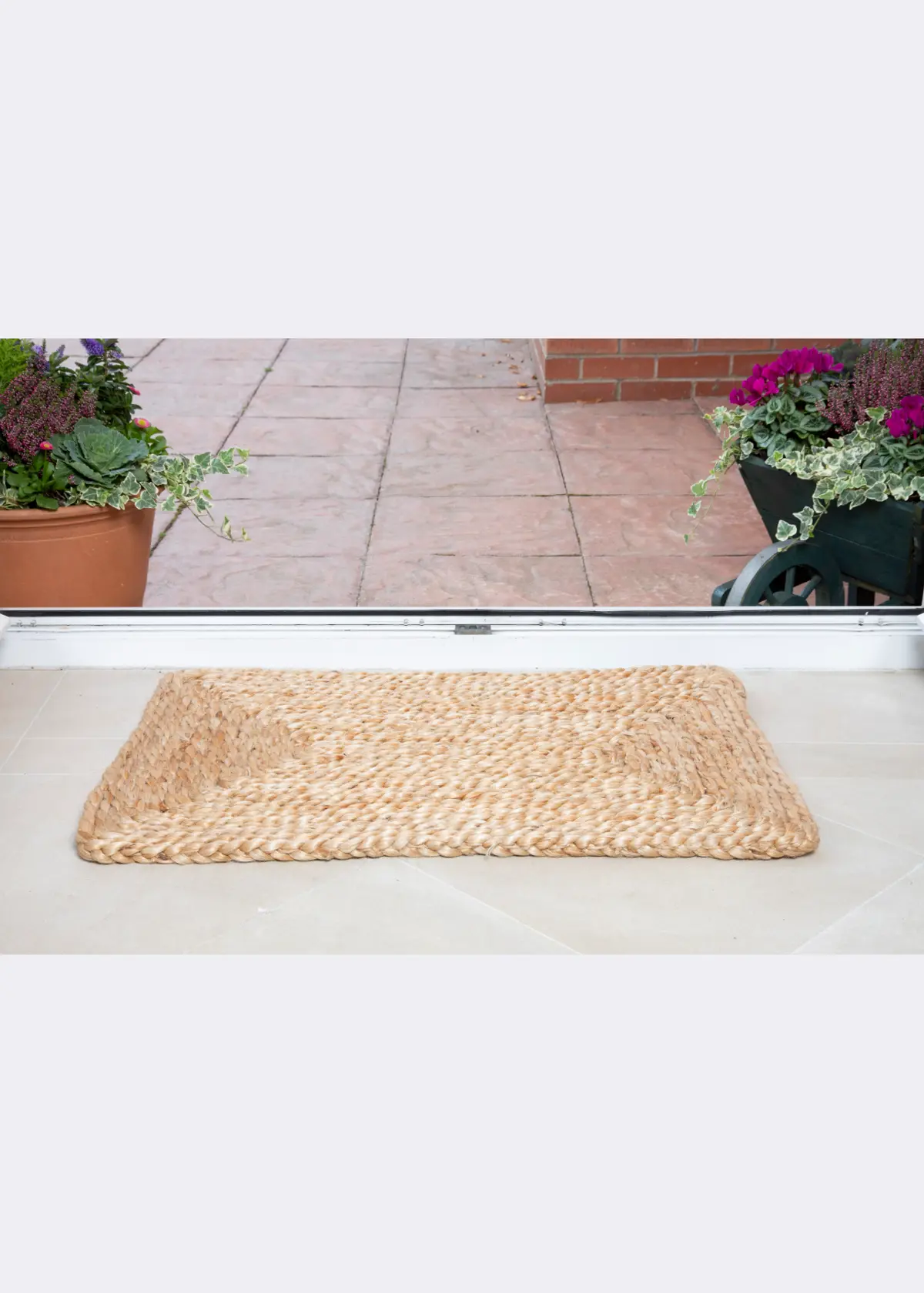 A photo of Rectangle Woven Jute Doormat 45x75cm