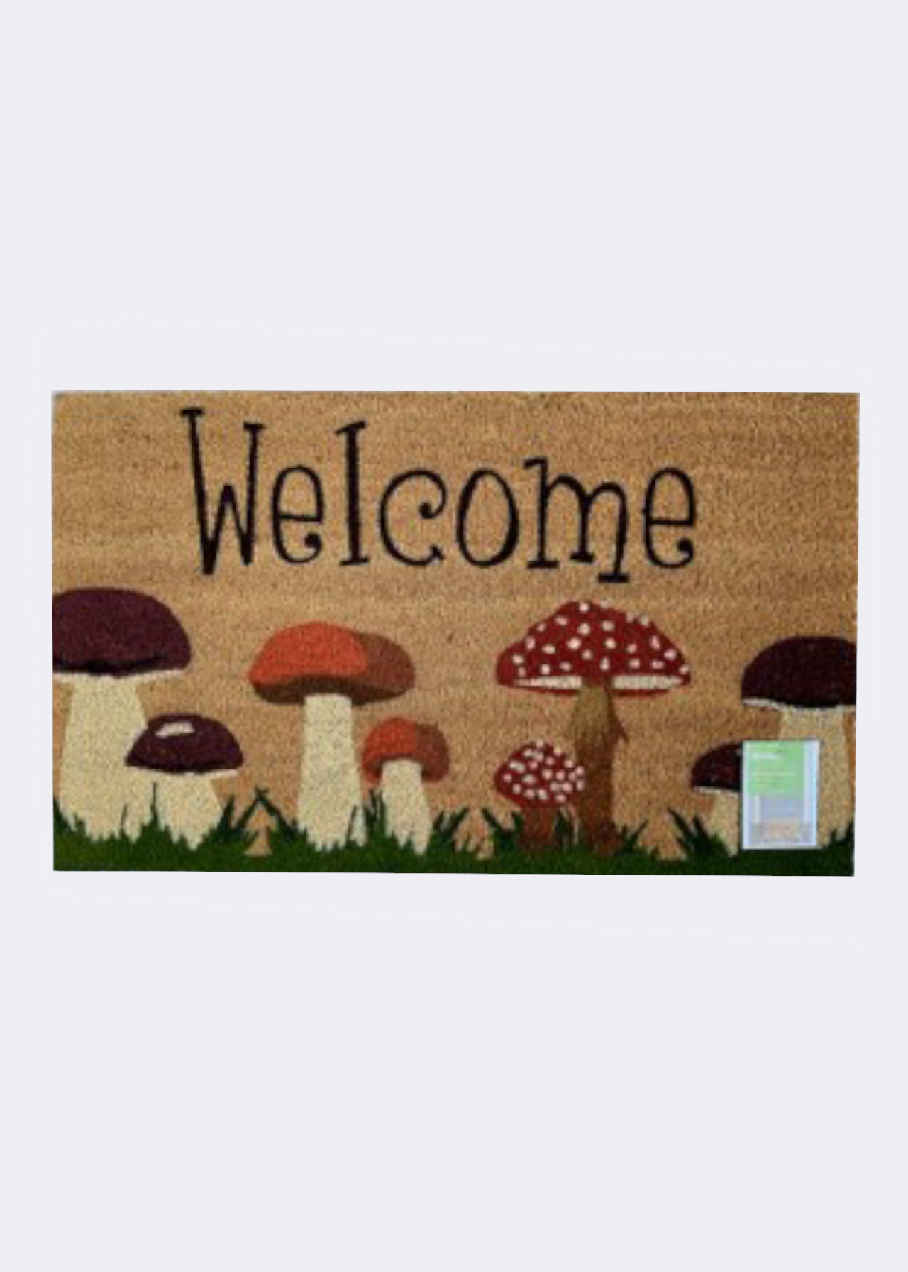 Welcome Toadstool Print Coir Doormat 45x75cm