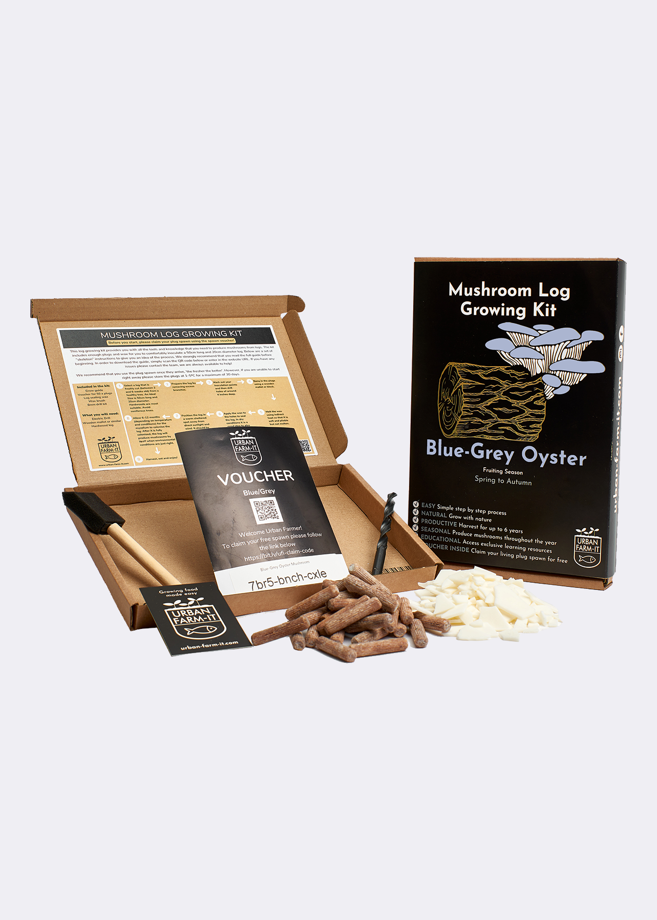 Blue-Grey Oyster Mushroom Log Grow Kit