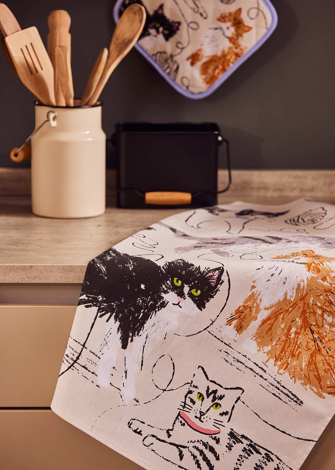 Feline Friends Cotton Tea Towel