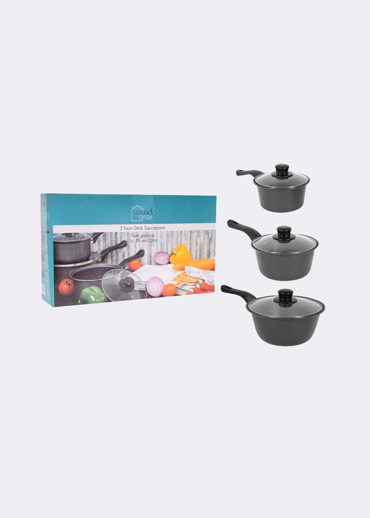 Set Of 3 Non-Stick Saucepans