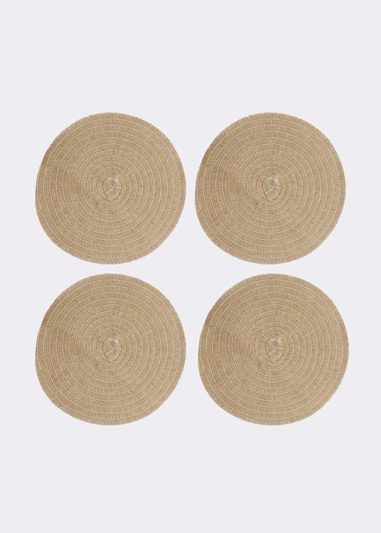Set Of 4 Natural Woven Placemats 38cm