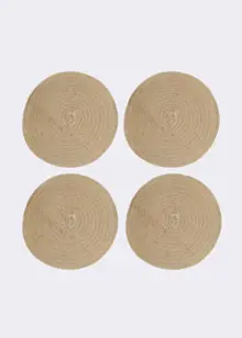 Set Of 4 Natural Woven Placemats 38cm