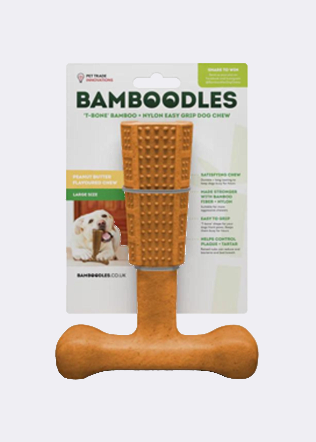 Bamboodles T-bone Peanut Butter Flavour Chew Large