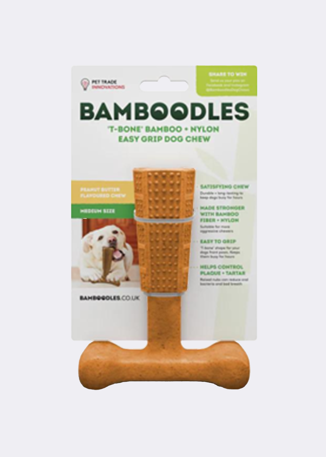 Bamboodles T-bone Peanut Butter Flavour Chew Medium