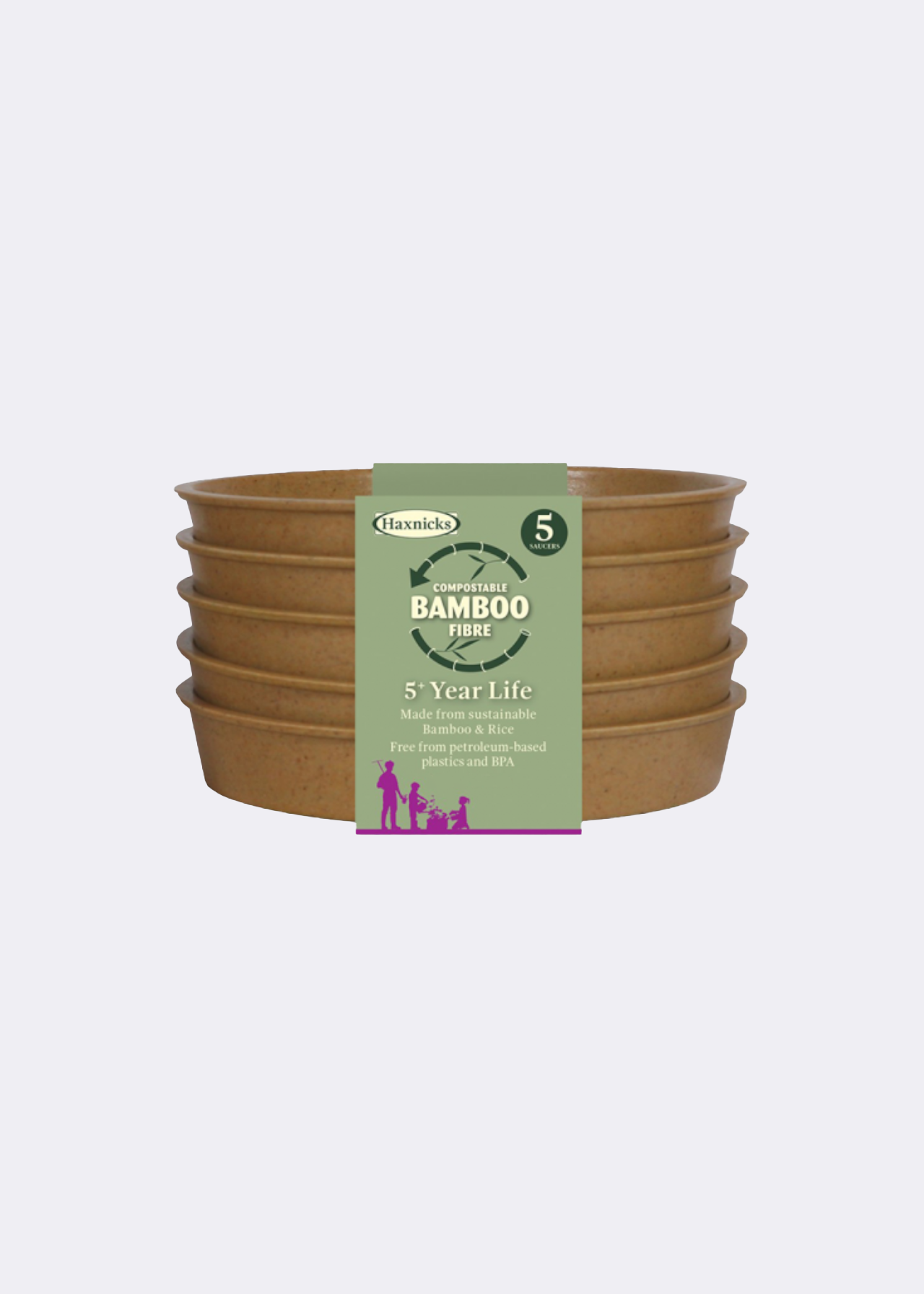 Pack of 5 Bamboo Saucers 10cm Terracotta