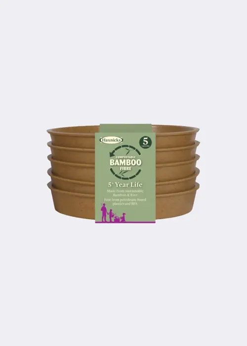 A photo of Pack of 5 Bamboo Saucers 10cm Terracotta
