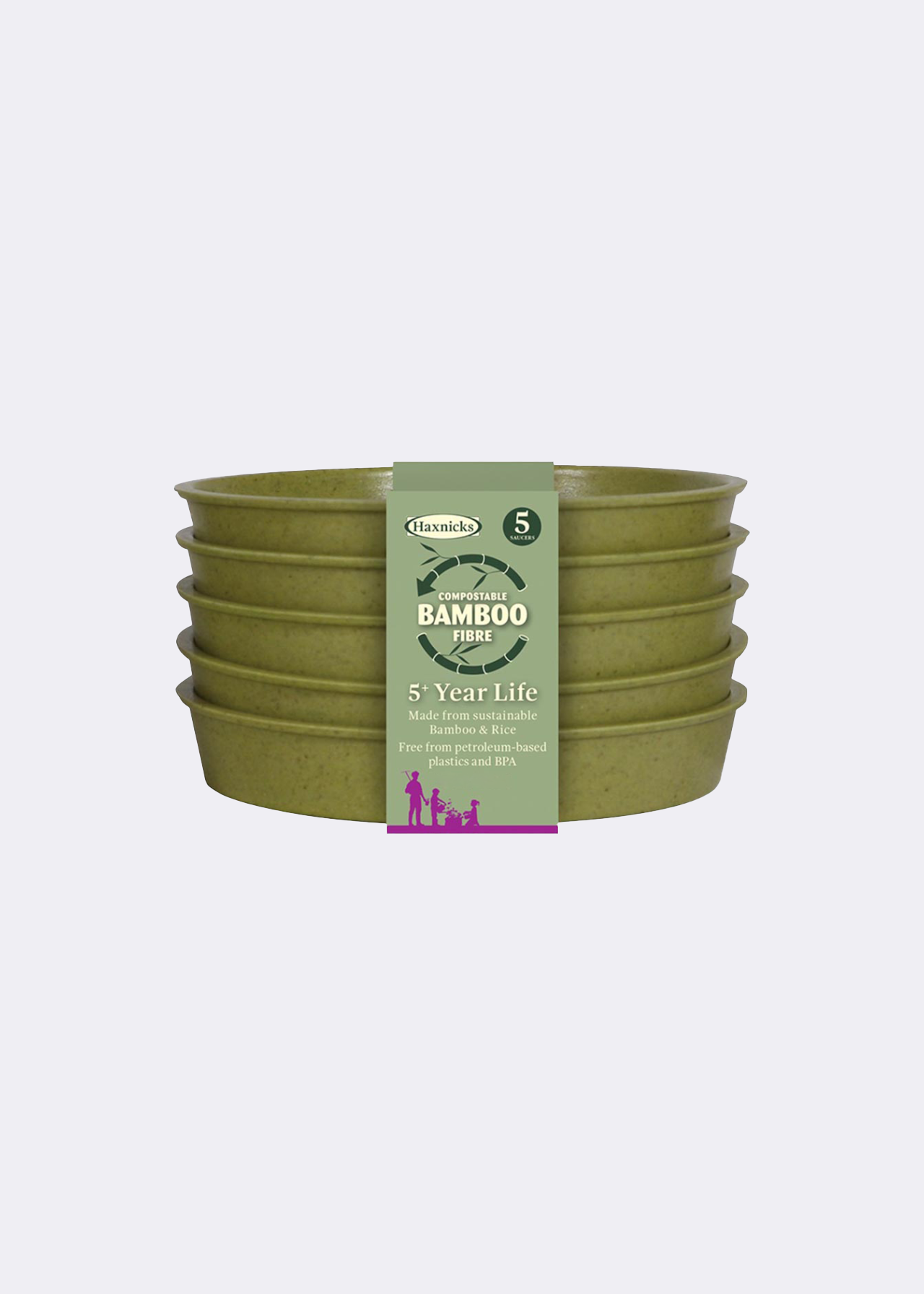 Pack of 5 Bamboo Saucers 10cm Sage Green