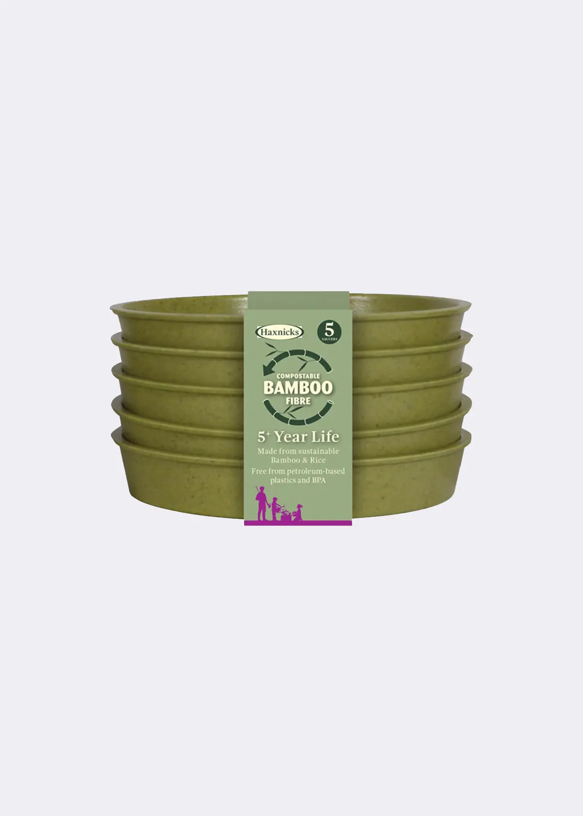 A photo of Pack of 5 Bamboo Saucers 10cm Sage Green
