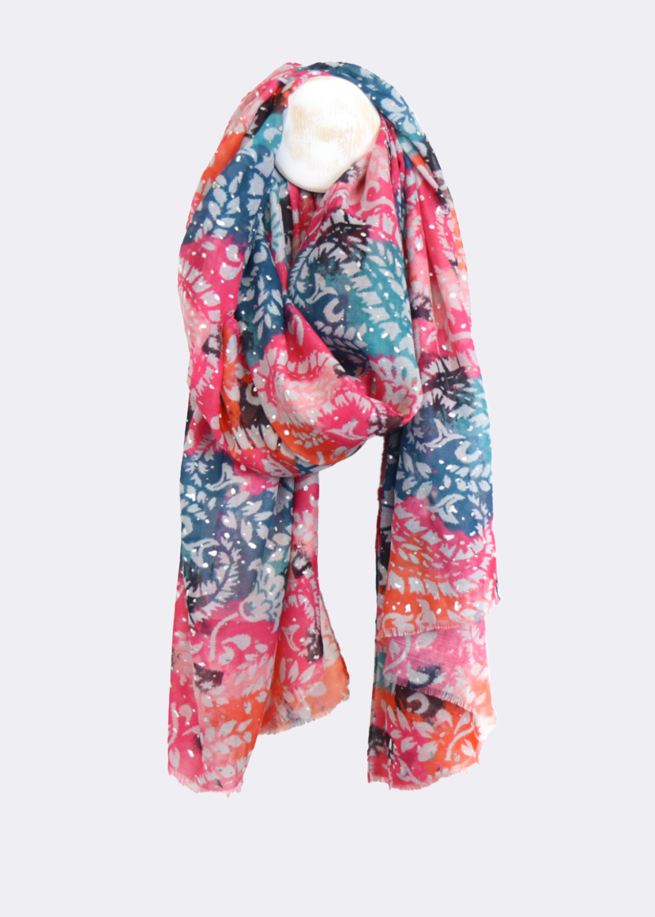 Paisley Print Silver Spot Scarf