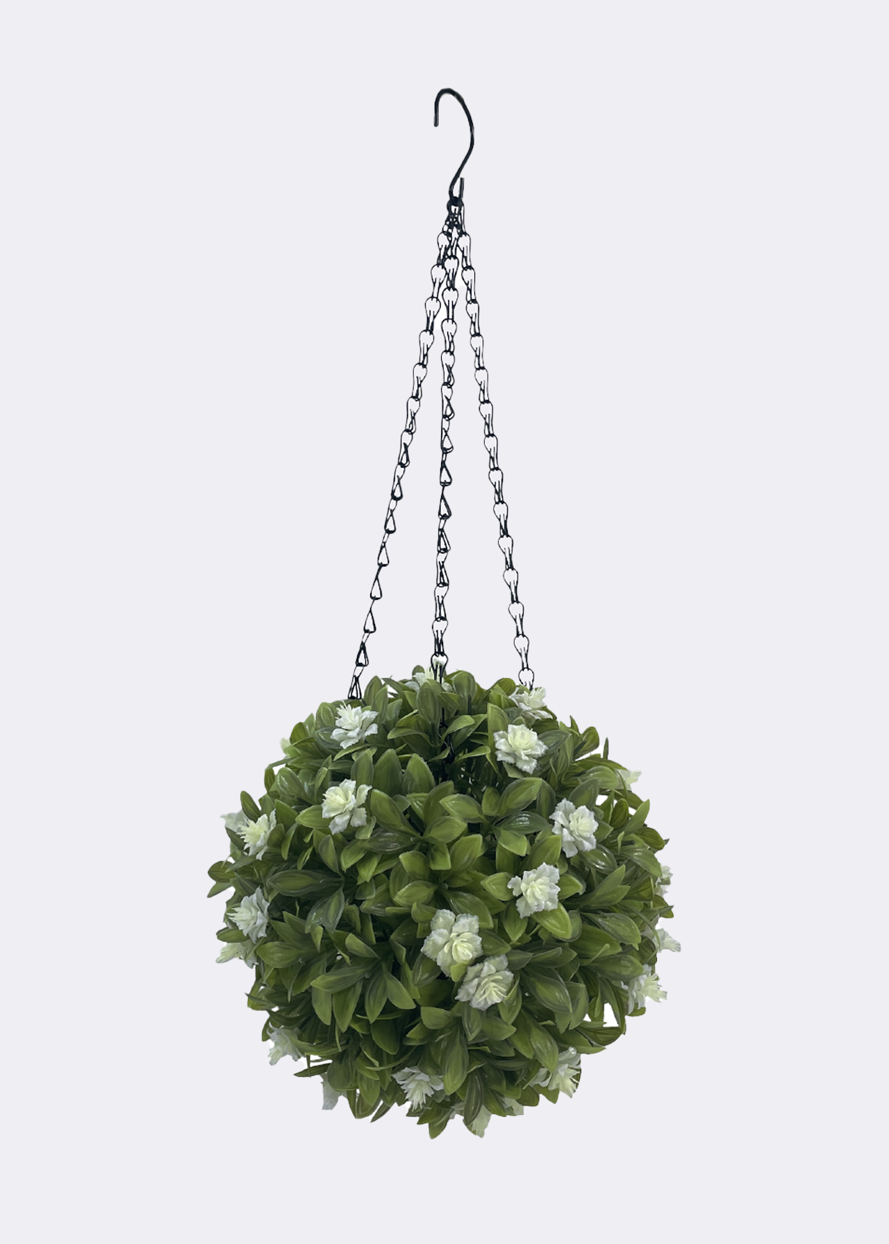 Faux Hanging Floral Topiary Ball White