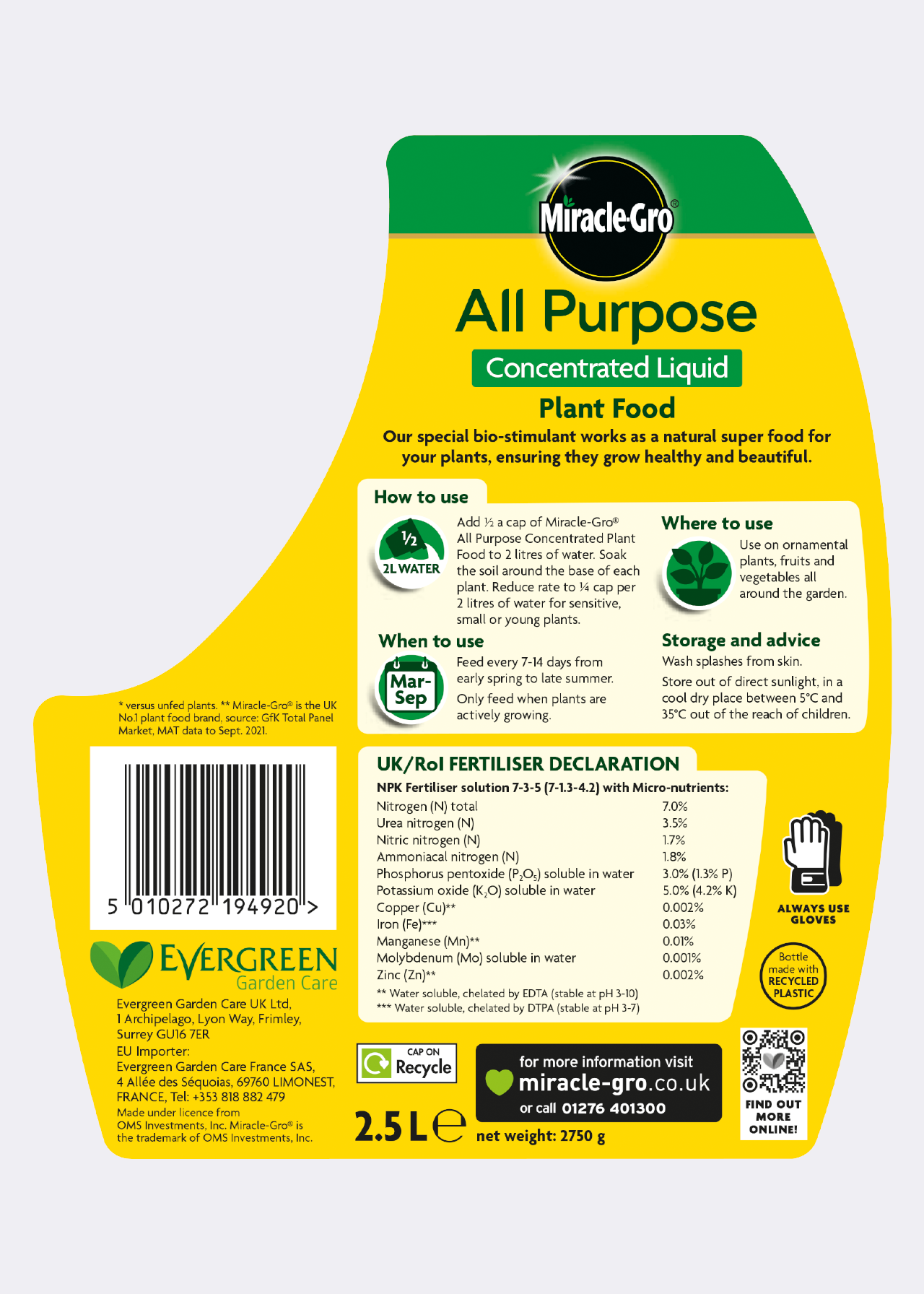 Miracle-Gro All Purpose Concentrate Plant Food 2.5L