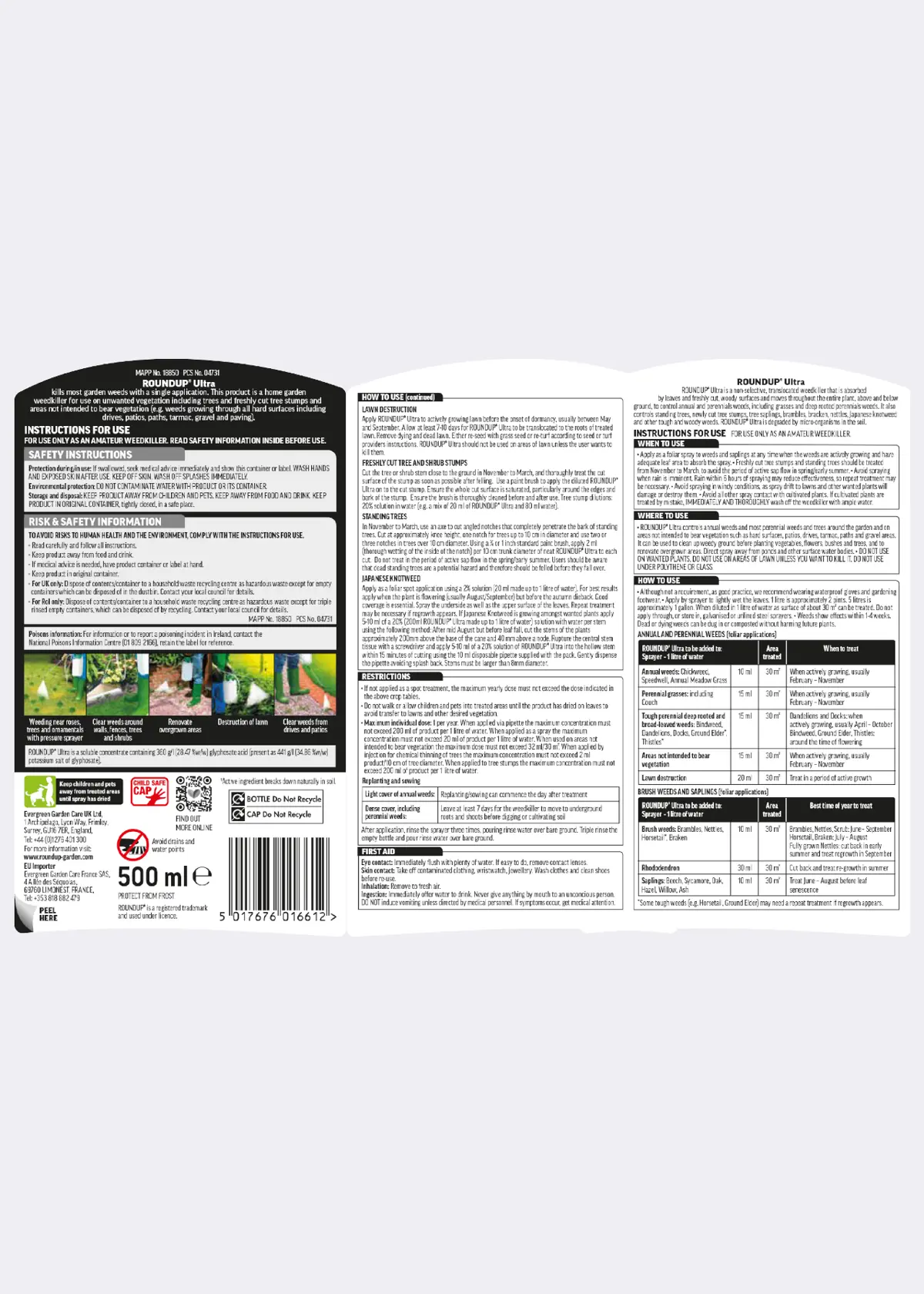 A photo of Roundup Tough Concentrate Weedkiller 500ml