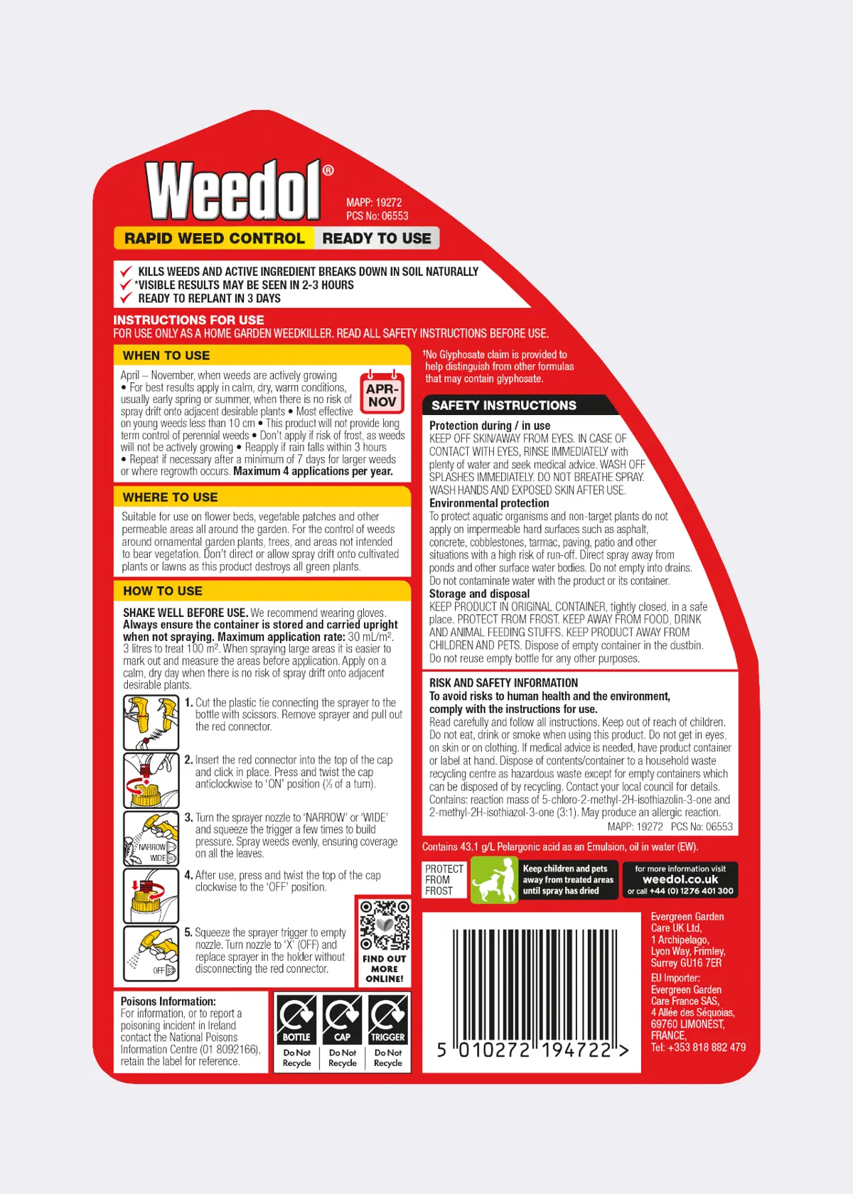 A photo of Weedol Rapid Ready-To-Use Weedkiller 3L