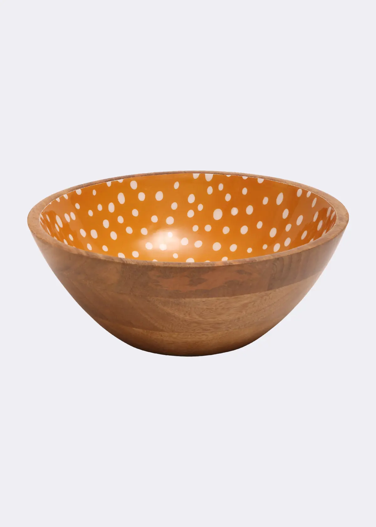 A photo of Sintra Mango Wood Spotted Salad Bowl Ochre