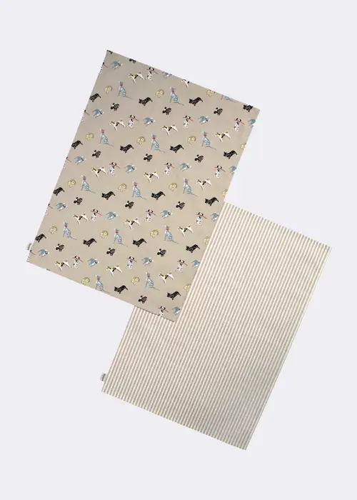 A photo of Set of 2 Woof Tea Towels Stone