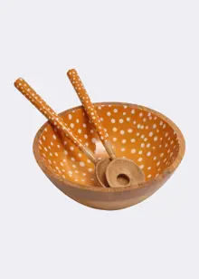 Sintra Mango Wood Spotted Salad Servers Ochre