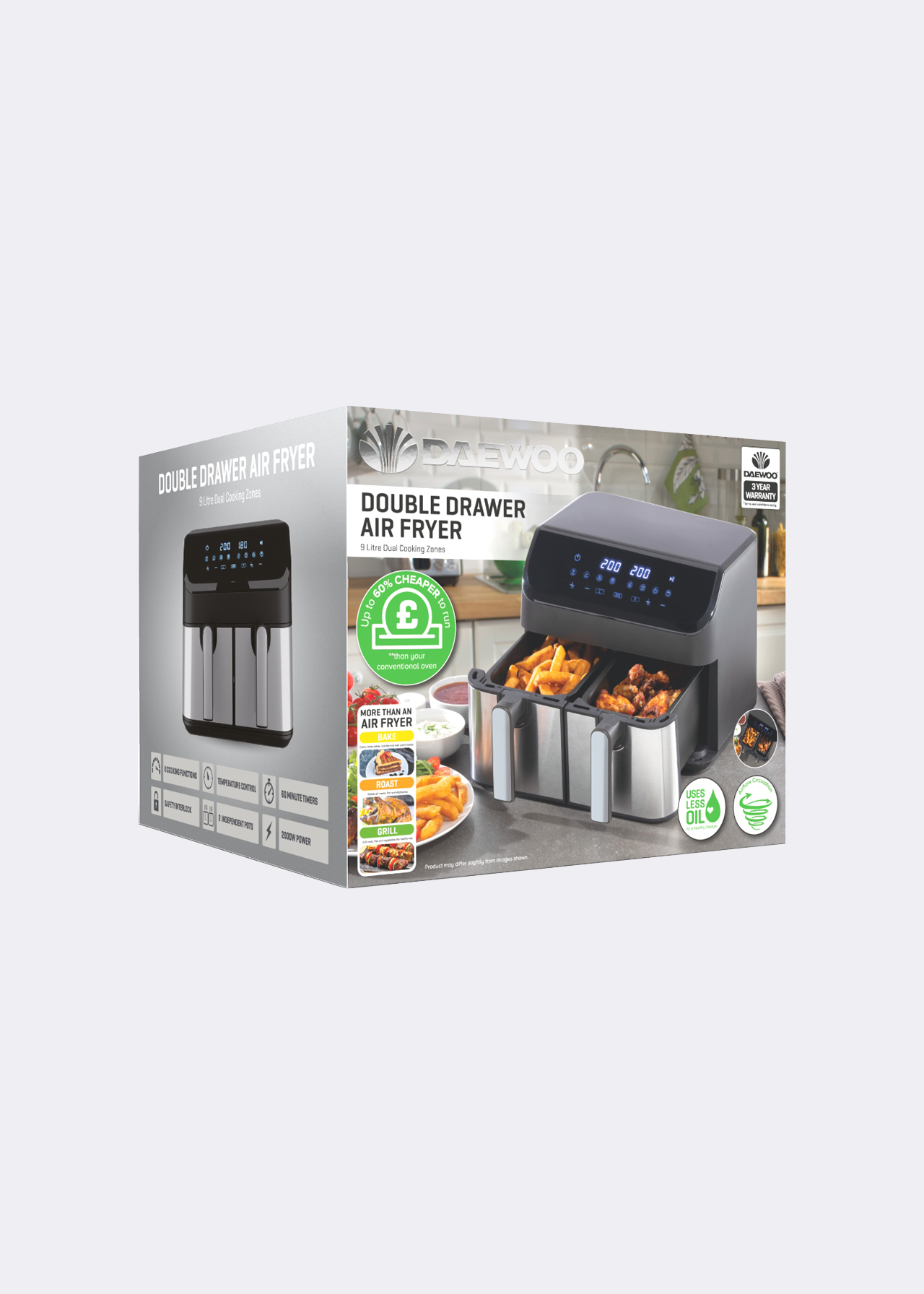 Daewoo Double Drawer 9L Air Fryer