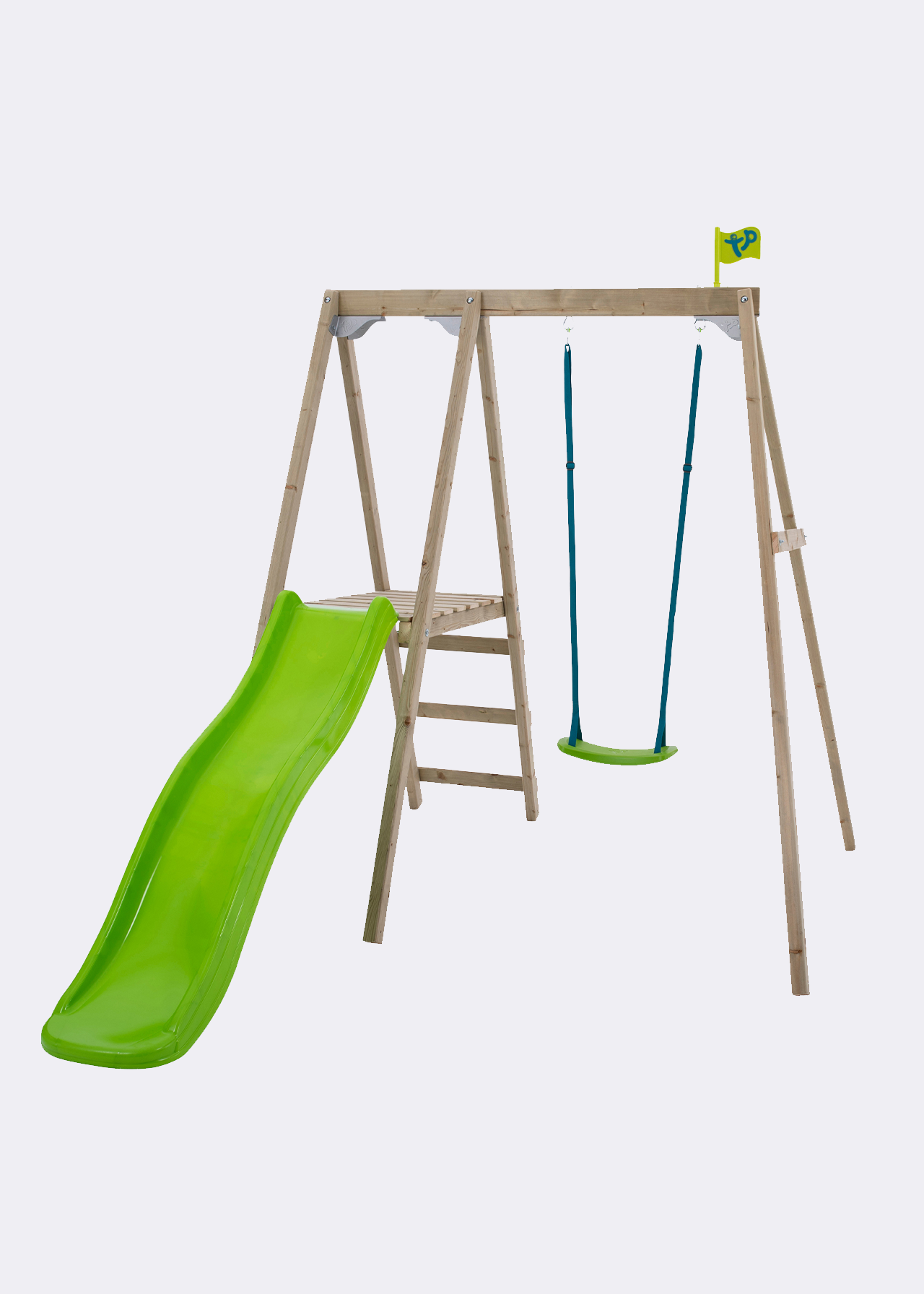TP Forest Multiplay Single Wooden Swing Set & Slide Dobbies Garden