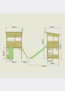 TP Tree Tops Wooden Tower Playhouse With Toy Box And Slide