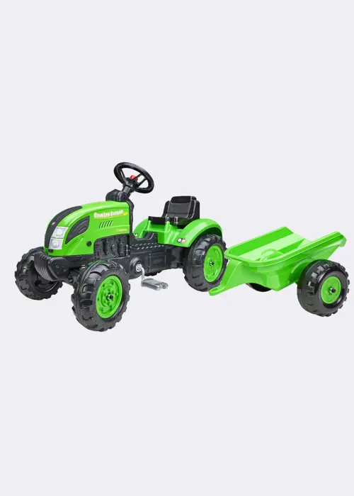 A photo of Green Tractor With Trailer