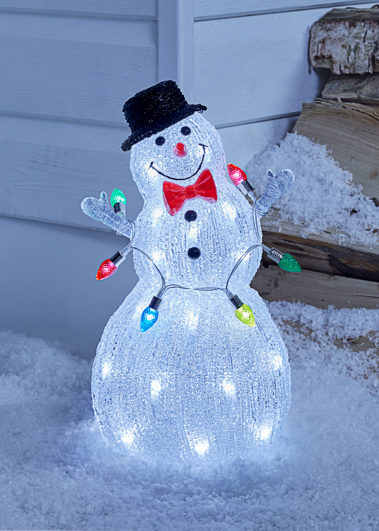 White LED Acrylic Snowman Outdoor Light
