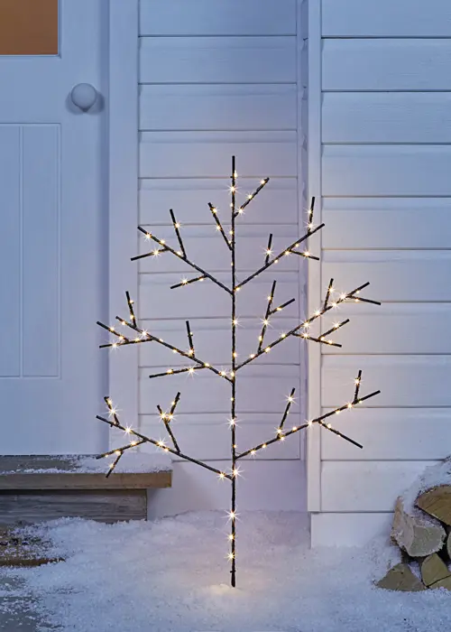 Warm White LED Tree With Black Wire Lights 0.9m